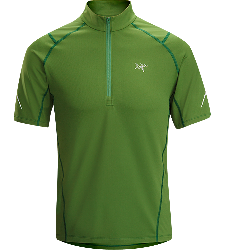 Accelerator Zip Neck SS Men's A lightweight, breathable, moisture-wicking, technical short-sleeve zip neck shirt constructed with a slightly heavier fabric and designed for running in cool conditions.