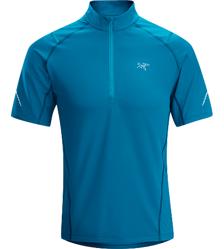 Accelerator Zip Neck SS Men's A lightweight, breathable, moisture-wicking, technical short-sleeve zip neck shirt constructed with a slightly heavier fabric and designed for running in cool conditions.