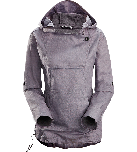 C'esta Hoody Women's Lightweight, breathable cotton/linen hoody with roll up sleeves and an elastic drawcord on the hem.