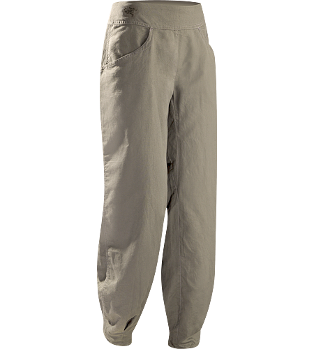 C'esta Pant Women's Lightweight, breathable, relaxed fit cotton/linen pant with a wide, comfort waistband and gathered, pleated cuffs. Ideal for casual urban use in hot weather, or while travelling.
