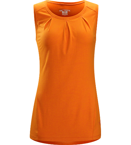 Cassia Sleeveless Women's Trim fit top with pleated bustline detail, wide bra-friendly straps and generous body length.