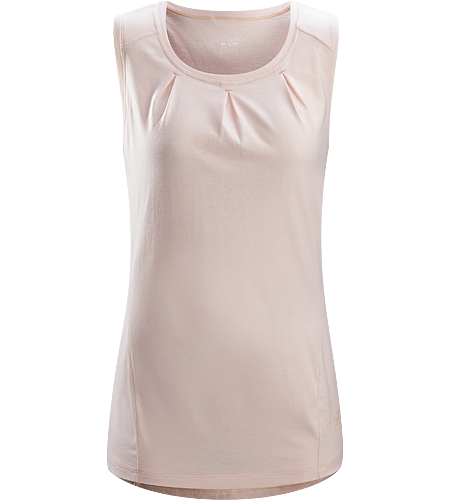 Cassia Sleeveless Women's Trim fit top with pleated bustline detail, wide bra-friendly straps and generous body length.