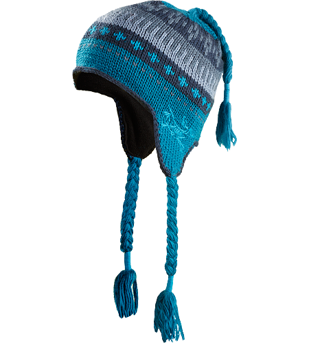 Contrail Toque 100% wool toque with fleece lined earflaps and top braid