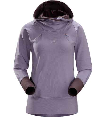 Detente Hoody Women's Casual hooded pullover with wide, flattering, a lined hood, wrap-around collar and thumbholes in sleeves.