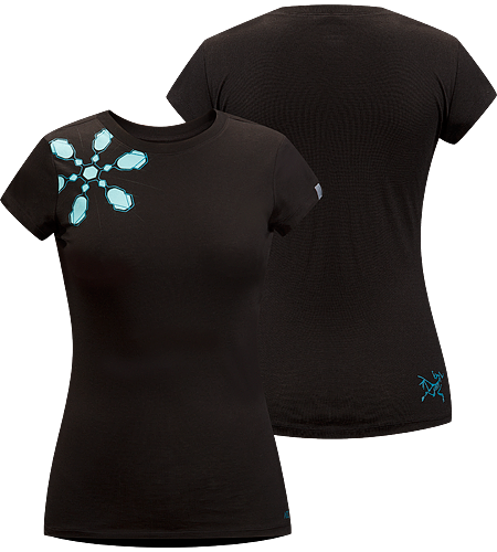 Flake T-Shirt Women's Lightweight, 100% cotton, short-sleeved T-shirt with illustrated snowflake graphic on the front