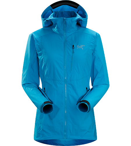Gamma SL Hybrid Hoody Women's <strong>Gamma Series: Softshell outerwear with stretch | SL: Superlight. </strong> Lightweight, durable wind and moisture resistant hoody constructed using two weights of softshell textile for enhanced mobility and breathability.