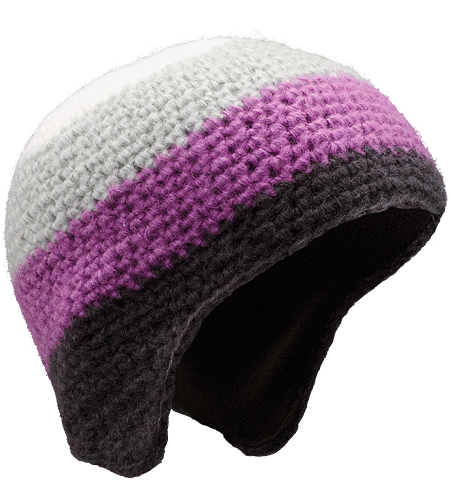 Isoclese Hat Women's Wool/acrylic blend, knitted toque with ear flaps, bold chunky stripes and a micro fleece underband