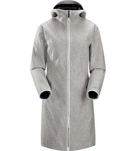 Lanea Long Coat Women's Women's specific, long coat with hood, constructed using a woven wool exterior textile bonded to a light brushed fleece backer for added warmth and comfort. Ideal as a casual yet stylish urban coat for cold winter conditions