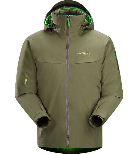 Macai Jacket Men's Athletic fitting, waterproof GORE-TEX, down insulated jacket designed for cold days on-area skiing and snowboarding.