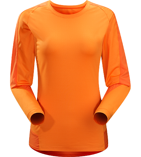 Mentum Comp LS Women's Lightweight, breathable, long sleeved shirt constructed with durable, stretchy textile and patterned for athletic use; ideal for a wide range of aerobic activities.