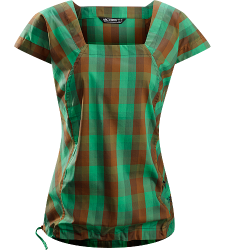 Mirin SS Women's Relaxed fitted cap sleeve blouse with an adjustable waist drawcord and a flattering square neckline constructed using a lightweight, breezy textile.