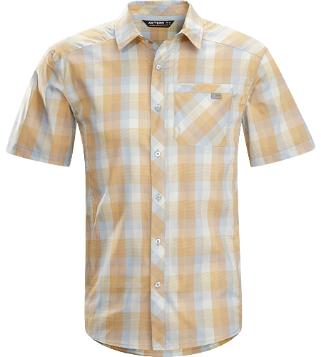 Peakline Shirt SS Men's Trim-fitting, short-sleeved collared shirt made from breathable, moisture-wicking Cotton/Polyester blend textile.