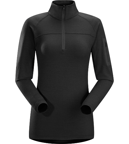 Rho LTW Zip Women's Neu überarbeitetes Funktionsshirt mit längerem Schnitt und neuem Design aus MAPP Merinowolle. Ideal für lange, aktive Tage in den Bergen.