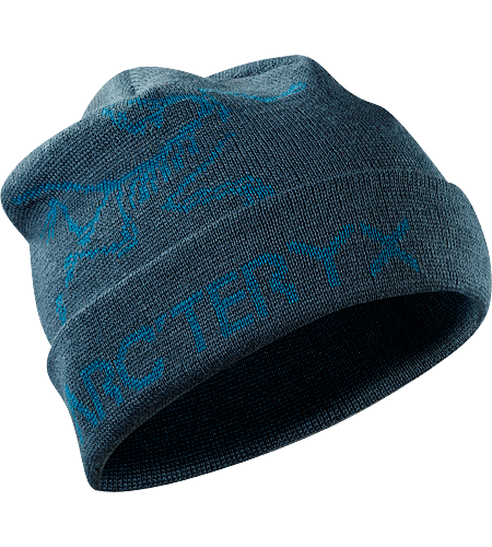 Rolling Word Hat Longer length wool/acrylic blend beanie with bold bird and word graphic and a roll up brim