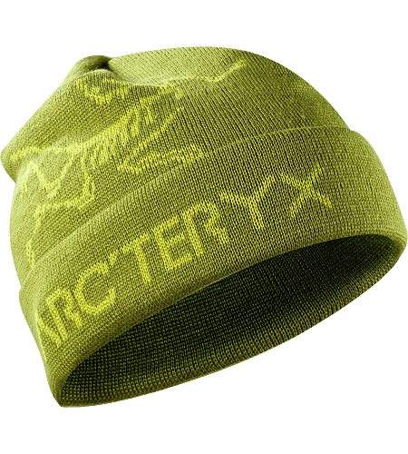 Rolling Word Hat Longer length wool/acrylic blend beanie with bold bird and word graphic and a roll up brim