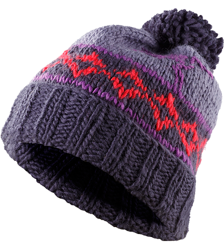 Sarah Toque Women's Slouch-fit Merino wool/acrylic blend toque with a patterned chunky knit detail and topped with a large fluffy pom pom