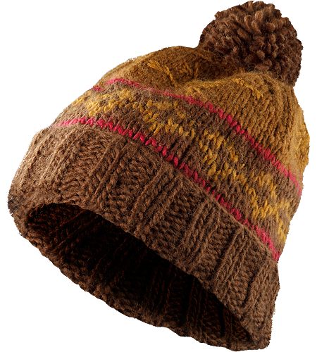 Sarah Toque Women's Slouch-fit Merino wool/acrylic blend toque with a patterned chunky knit detail and topped with a large fluffy pom pom