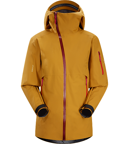 Sidewinder Jacket Women's Tough waterproof hardshell jacket with Storm Hood. Sidewinder front zipper curves away from your face.