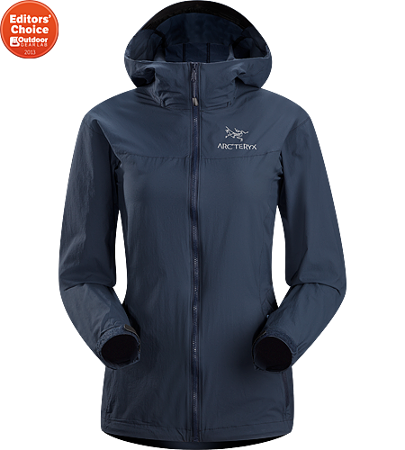 Squamish Hoody Women's Super lightweight, durable and compressible hooded jacket; Ideal as a wind resistant layer for warm weather activities