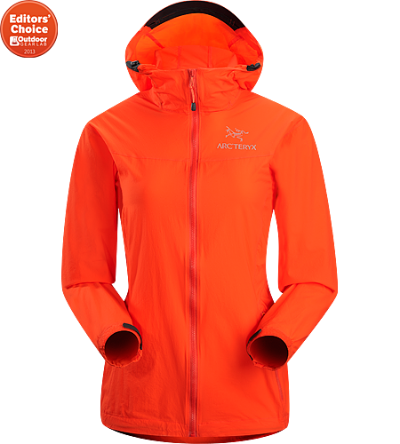 Squamish Hoody Women's Super lightweight, durable and compressible hooded jacket; Ideal as a wind resistant layer for warm weather activities