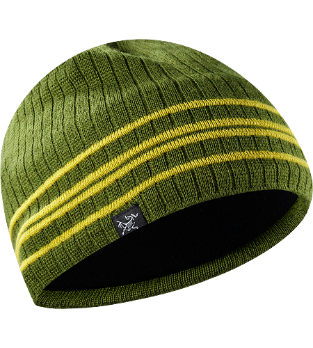 Stonecat Hat Relaxed fit, merino wool/acrylic mix beanie with fine ribbed knit yarn with stripy detailing.