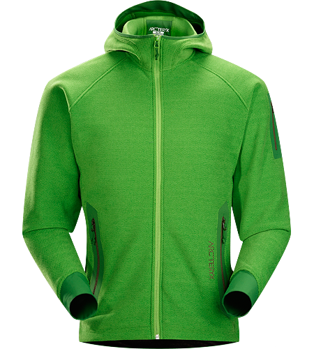 Strato Hoody Men's Insulated, breathable snowsports hoody with a laminated hood brim, designed as a layering piece.