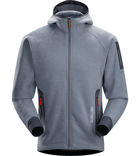 Strato Hoody Men's Insulated, breathable snowsports hoody with a laminated hood brim, designed as a layering piece.