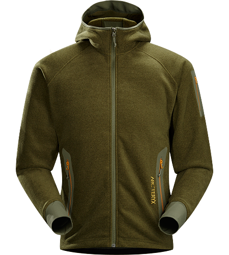 Strato Hoody Men's Insulated, breathable snowsports hoody with a laminated hood brim, designed as a layering piece.