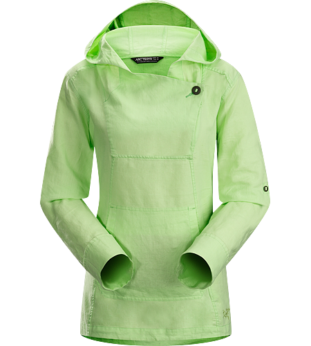 C'esta Hoody Women's Lightweight, breathable cotton/linen hoody with roll up sleeves and an elastic drawcord on the hem.