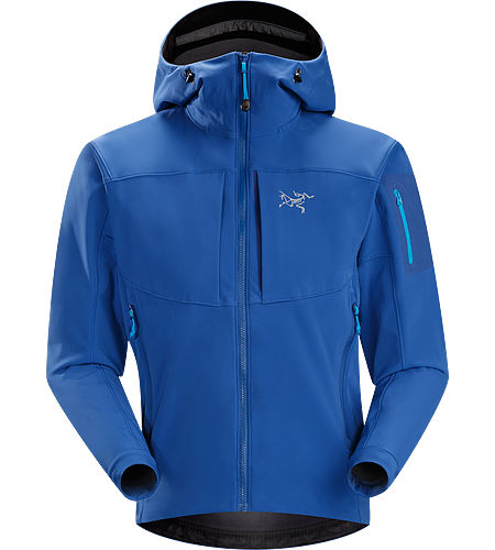 Gamma MX Hoody Men's Gamma Series: Softshell outerwear with stretch | MX: Mixed Weather. Breathable, wind-resistant, lightly insulated hooded jacket constructed with Fortius 2.0 textile for increased comfort and mobility
