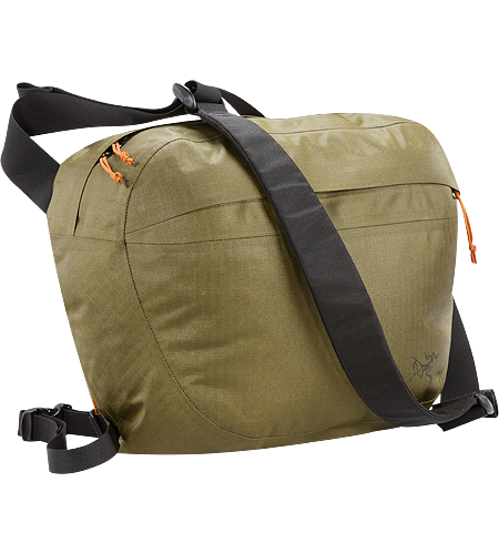 Lunara 10 Weather resistant AC² shoulder bag with front pocket, retention strap for documents, tablet device, or up to 13” laptops, padded back panel and shoulder strap, and removable waistbelt.