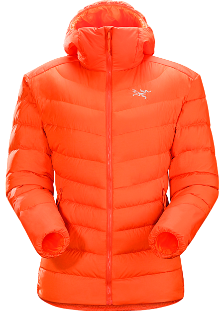 Thorium AR Hoody Women's Versatile women’s insulated hoody made with durable Arato™ 40 face fabric and lofty 750 fill grey goose down. Functions as a cold weather midlayer or standalone piece in cool, dry conditions. Down Series: Down insulated garments | AR: All-Round.