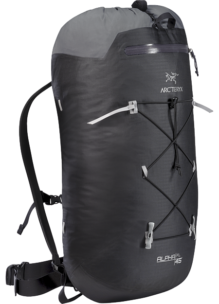 Alpha FL 45 Backpack Ultralight, durable, highly weather resistant climbing pack designed for fast and light travel on alpine, ice, rock and ski alpinism routes. Alpha Series: Climbing and alpine focused systems | FL: Fast and Light.