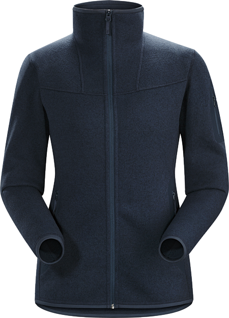 Covert Cardigan Women's Clean, casual lines and technical Alpenex™ fleece performance combine in a fleece jacket with wool sweater styling