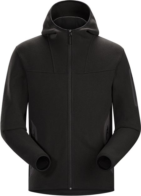 Covert Hoody Men's Clean, casual lines and technical Alpenex™ fleece performance combine in a hooded jacket with wool sweater styling