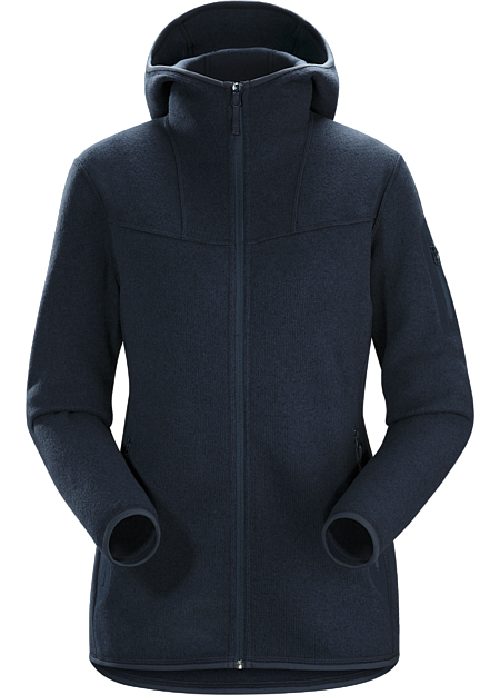 Covert Hoody Women's Clean, casual lines and technical Alpenex™ fleece performance combine in a hooded jacket with wool sweater styling