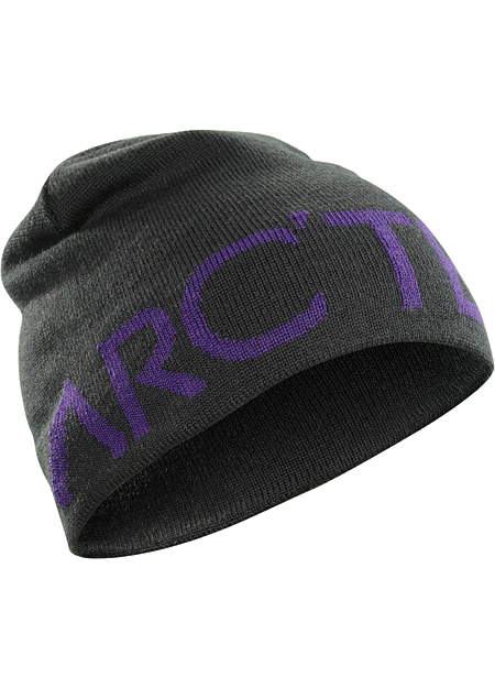 Word Head Toque Eng anliegende, wendbare Mütze aus Wolle/Polyacryl-Gemisch mit Arc’teryx Schriftzug auf der einen Seite und einfarbiger Fläche auf der anderen.