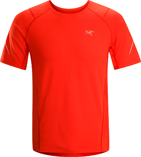 Accelerator SS Men's A lightweight, breathable, moisture-wicking, technical short-sleeve shirt constructed with a slightly heavier fabric and designed for running in cool conditions.
