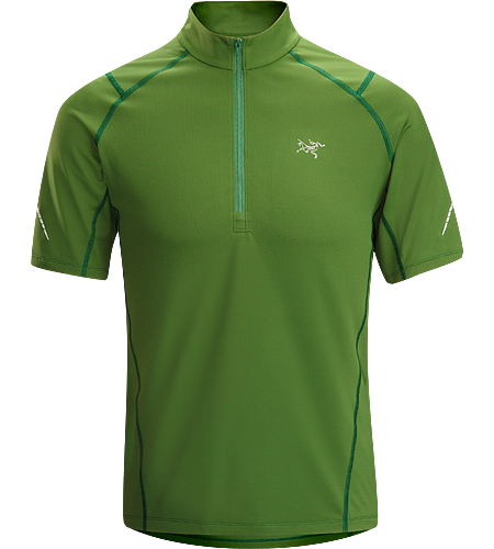 Accelerator Zip Neck SS Men's A lightweight, breathable, moisture-wicking, technical short-sleeve zip neck shirt constructed with a slightly heavier fabric and designed for running in cool conditions.