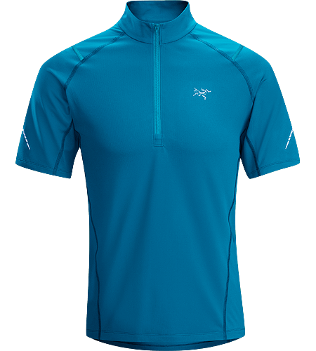 Accelerator Zip Neck SS Men's A lightweight, breathable, moisture-wicking, technical short-sleeve zip neck shirt constructed with a slightly heavier fabric and designed for running in cool conditions.