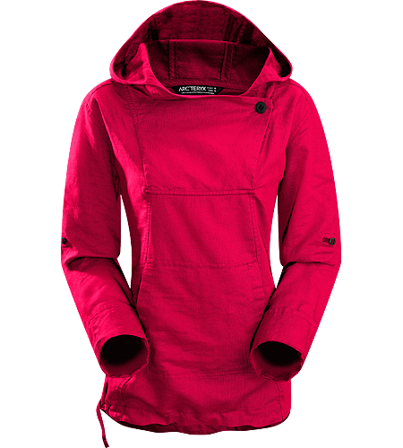 C'esta Hoody Women's Lightweight, breathable cotton/linen hoody with roll up sleeves and an elastic drawcord on the hem.