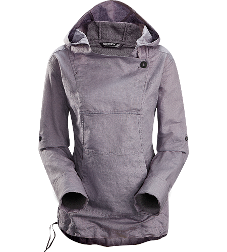 C'esta Hoody Women's Lightweight, breathable cotton/linen hoody with roll up sleeves and an elastic drawcord on the hem.