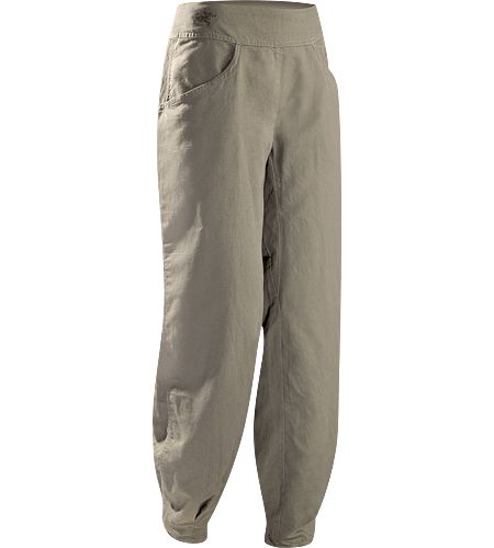 C'esta Pant Women's Lightweight, breathable, relaxed fit cotton/linen pant with a wide, comfort waistband and gathered, pleated cuffs. Ideal for casual urban use in hot weather, or while travelling.