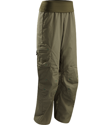 Calyx Pant Women's Lightweight, durable cotton/nylon canvas pant with a stretch-knit foldover waistband that rolls up to fit comfortably under a climbing harness