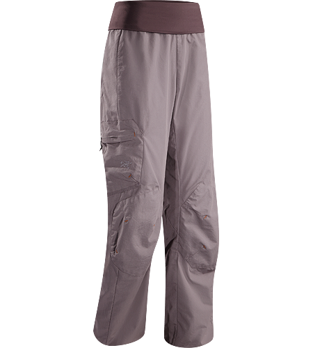 Calyx Pant Women's Lightweight, durable cotton/nylon canvas pant with a stretch-knit foldover waistband that rolls up to fit comfortably under a climbing harness