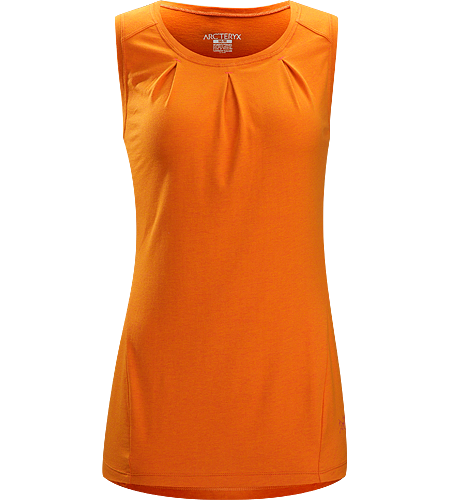 Cassia Sleeveless Women's Trim fit top with pleated bustline detail, wide bra-friendly straps and generous body length.