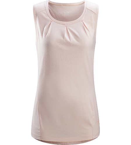 Cassia Sleeveless Women's Trim fit top with pleated bustline detail, wide bra-friendly straps and generous body length.
