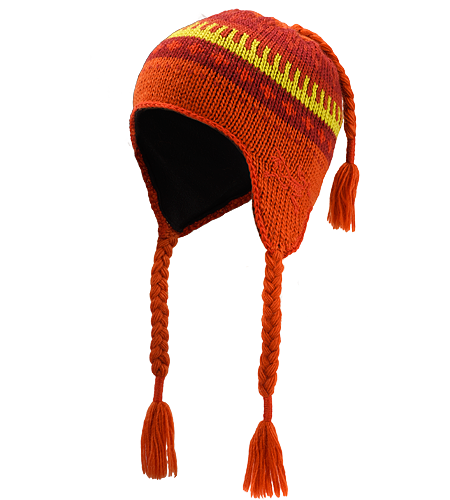 Contrail Toque 100% wool toque with fleece lined earflaps and top braid