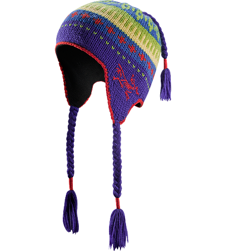 Contrail Toque 100% wool toque with fleece lined earflaps and top braid