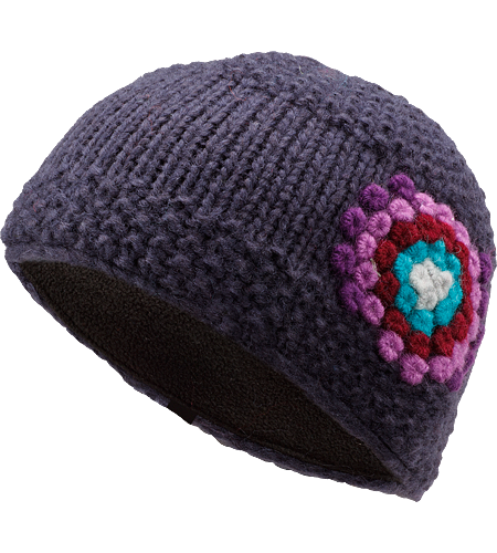 Hepcat Hat Women's Wool/acrylic blend toque with a fleece underband, and a distinctive flower design